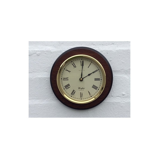 Dark Wooden Round Quartz Wall Clock 18cm 1636