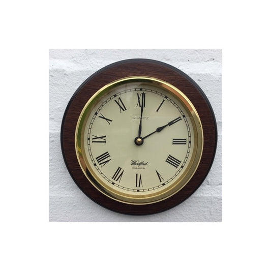 Dark Wooden Round Quartz Wall Clock 18cm 1636