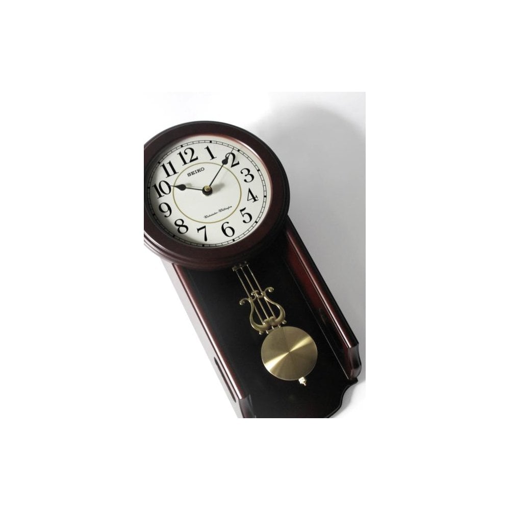 Seiko Dark Wooden Westminster Chime Battery Wall Clock QXH039B