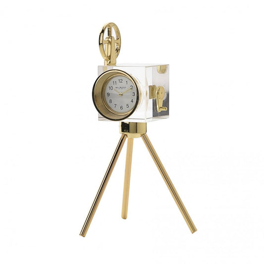 Vintage Camera on Tripod Miniature Quartz Mantel Clock 9669