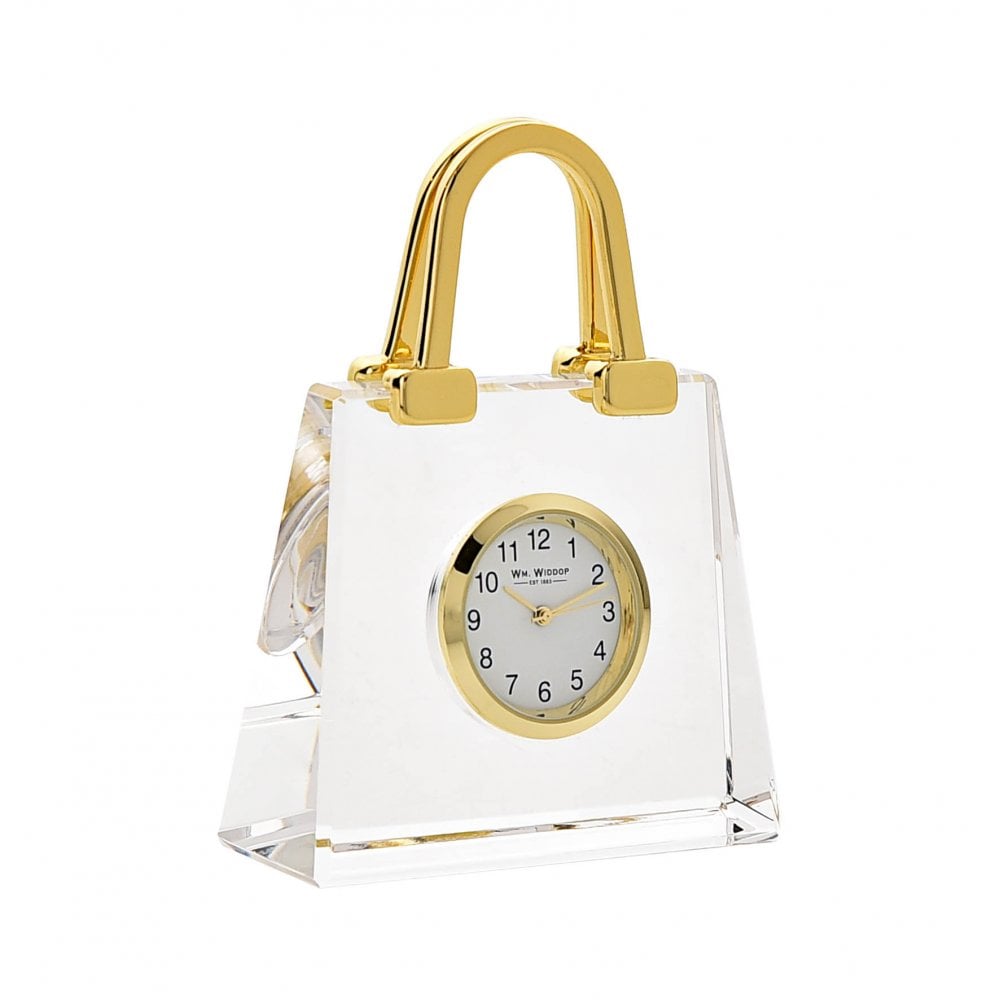 Novelty Crystal Glass Ladies Handbag Miniature Quartz Clock 9426