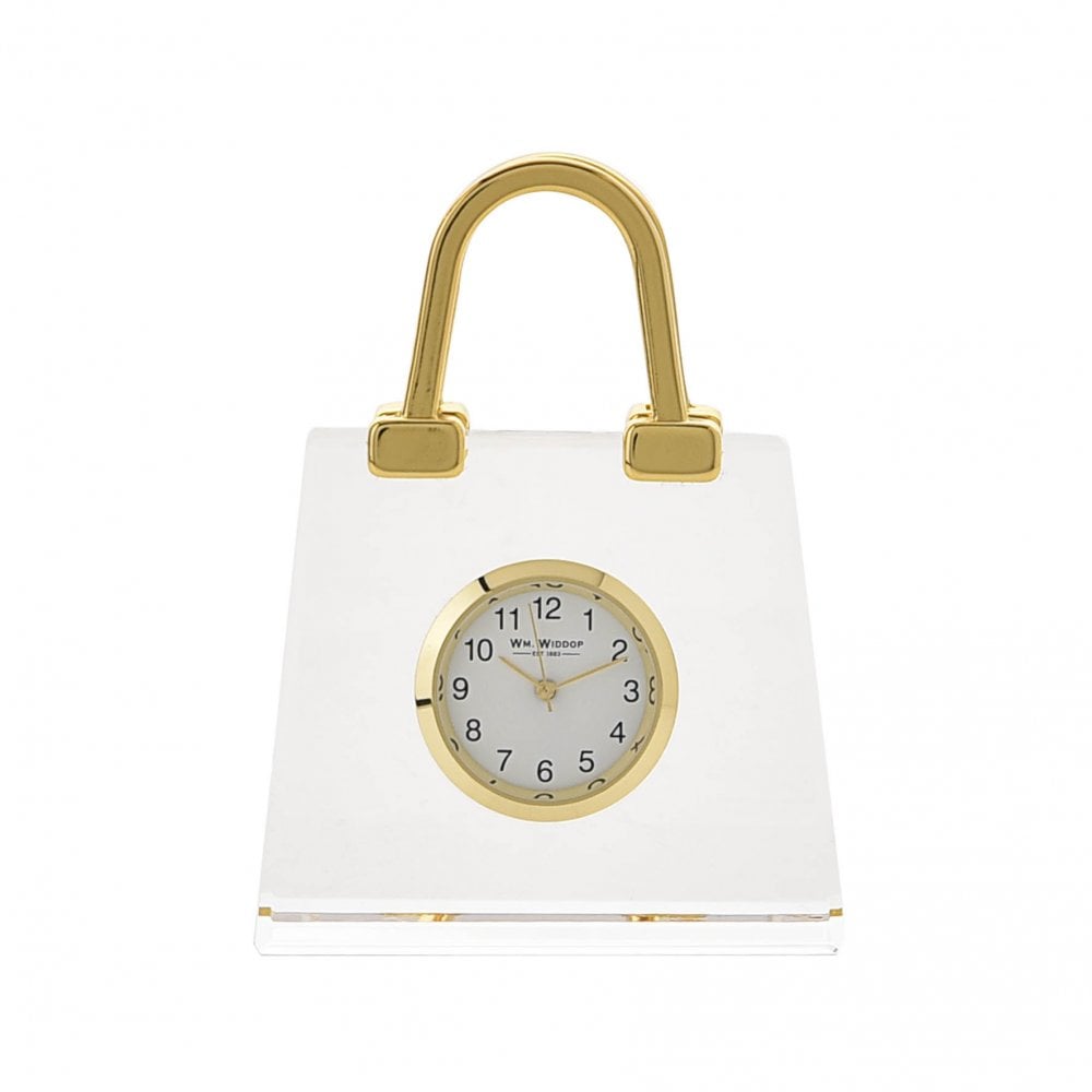 Novelty Crystal Glass Ladies Handbag Miniature Quartz Clock 9426