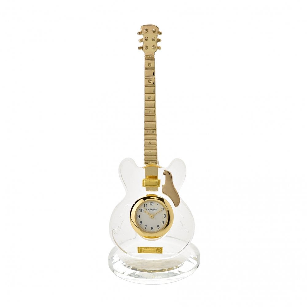 Novelty Crystal Guitar Miniature Quartz Mantel Clock 9422