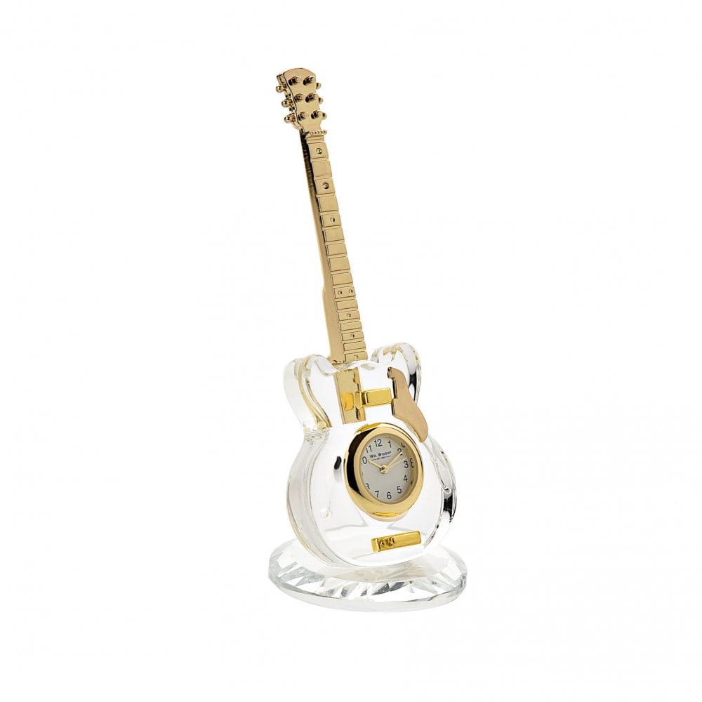 Novelty Crystal Guitar Miniature Quartz Mantel Clock 9422