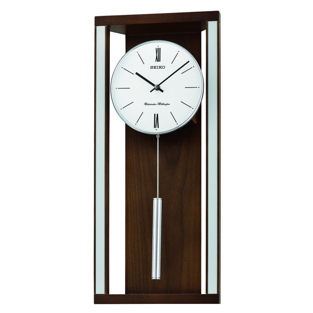 Seiko Wooden Westminster Chime Pendulum Wall Clock QXH068B