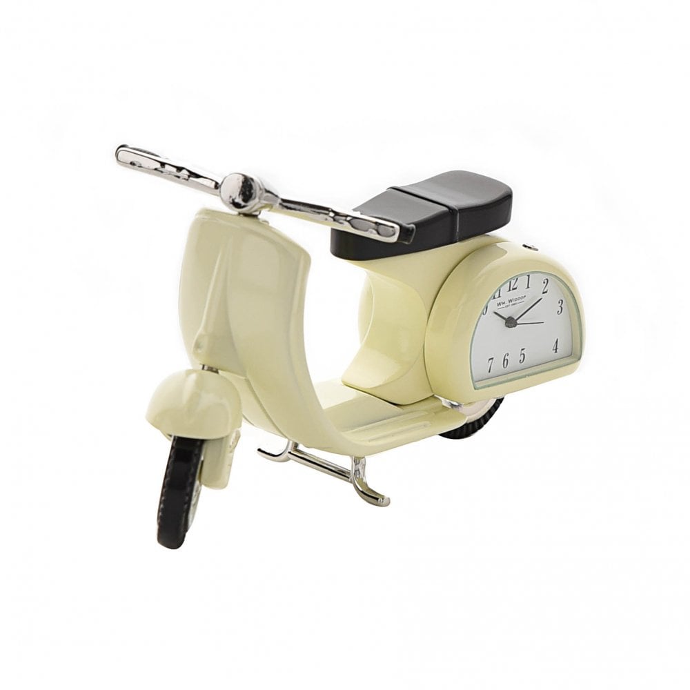 Vespa Scooter Cream Coloured Miniature Battery Clock 9088