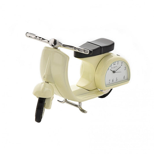Vespa Scooter Cream Coloured Miniature Battery Clock 9088
