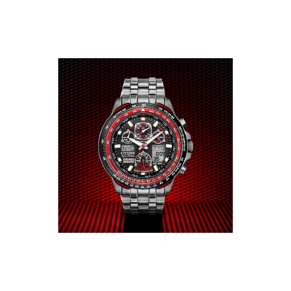 Red Arrows Titanium Radio Controlled World Time Watch JY8110-51E