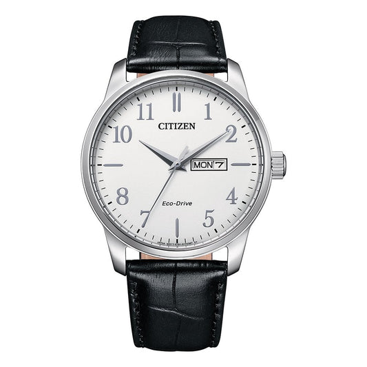 Gents Steel Eco-Drive Watch on Strap with Date BM8550-14A