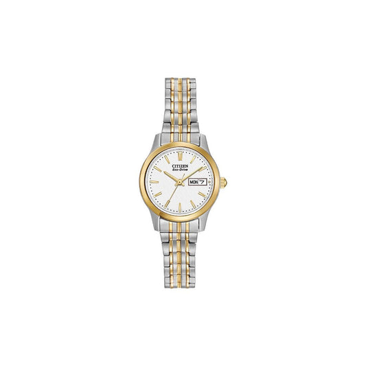 Ladies Two Tone Eco-Drive Watch on Expanding Bracelet EW3154-90A