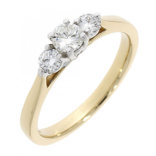 18ct Yellow Gold Three Stone Ladies Diamond Engagement Ring