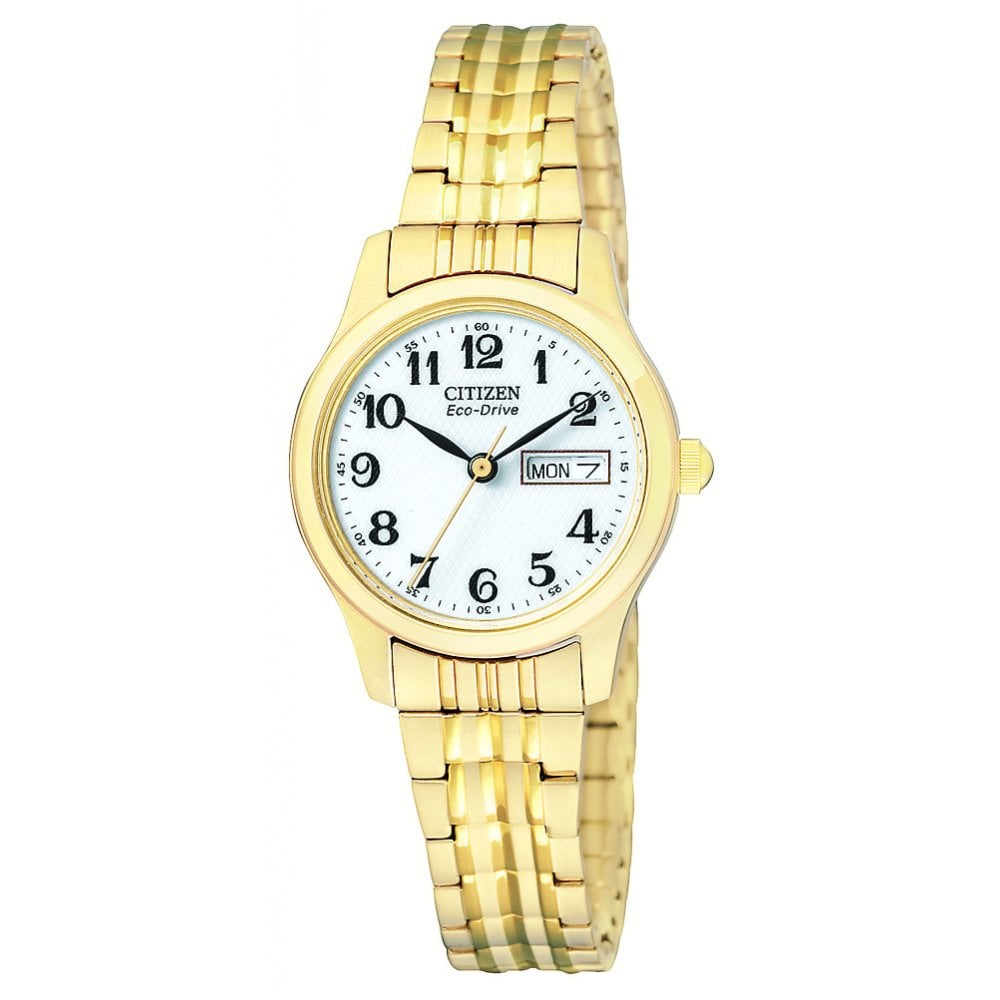 Ladies Citizen Eco-Drive Gold Plated Watch, Bracelet EW3152-95A