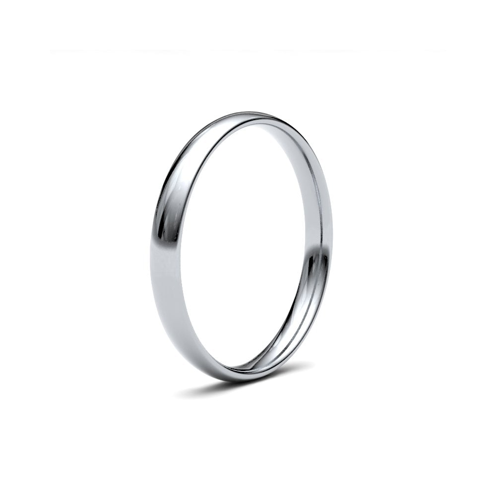 Ladies 9ct White Gold 2.5mm Wide Court Wedding Ring Band