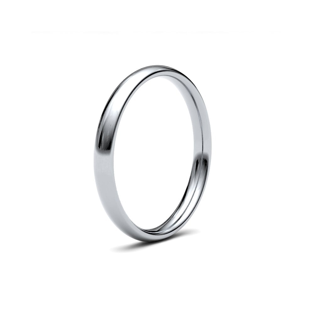 Ladies 9ct White Gold 2.5mm Wide Court Wedding Ring Band
