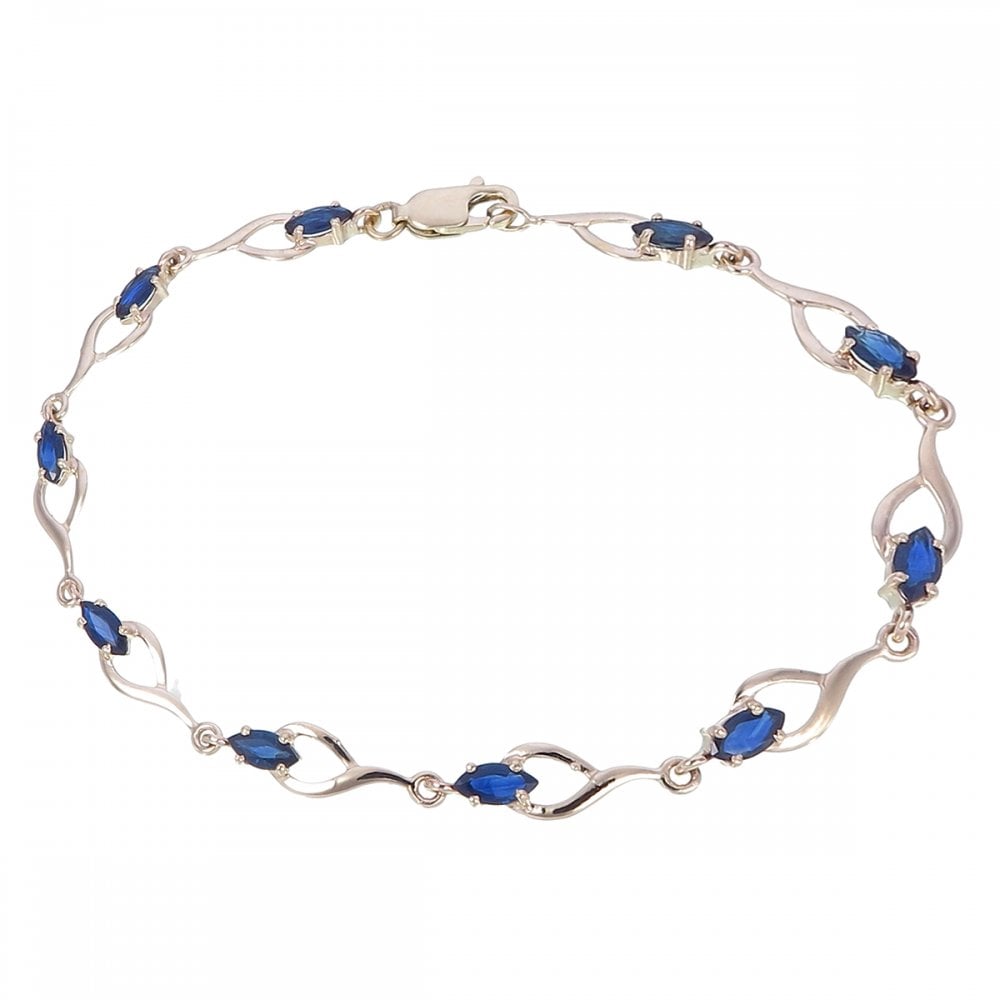 Ladies 9ct Yellow Gold Sapphire Bracelet