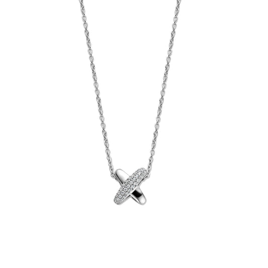 Ti Sento Milano Sterling Silver CZ Cross Necklace 34003ZI