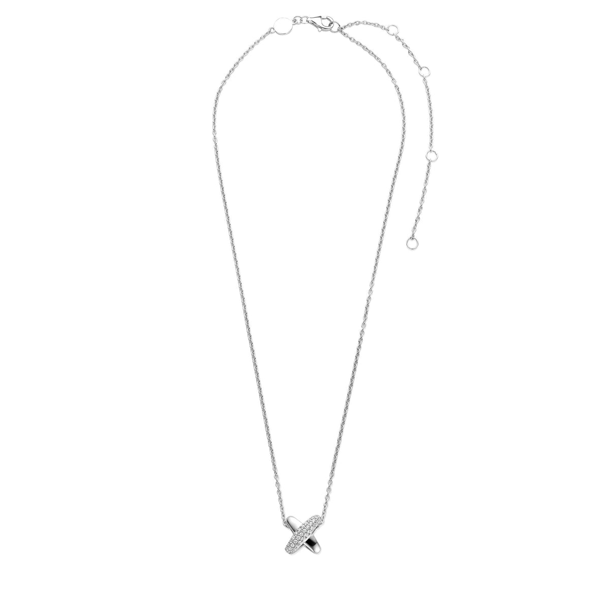 Ti Sento Milano Sterling Silver CZ Cross Necklace 34003ZI