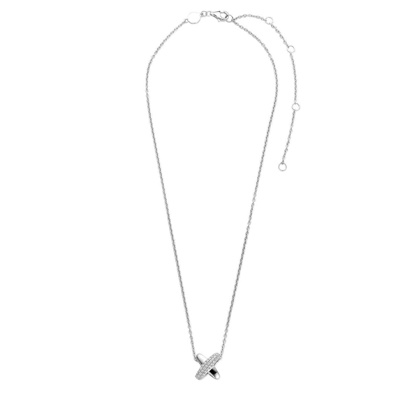 Ti Sento Milano Sterling Silver CZ Cross Necklace 34003ZI
