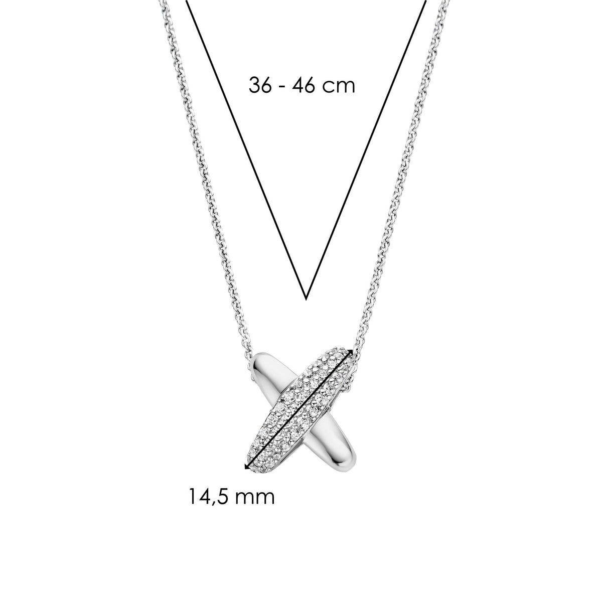 Ti Sento Milano Sterling Silver CZ Cross Necklace 34003ZI