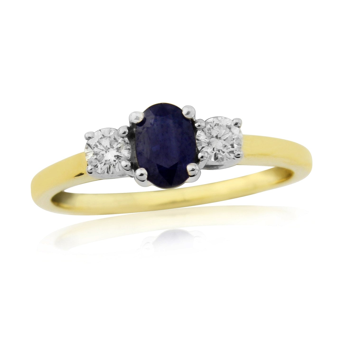 9ct Gold Diamond and Sapphire Ladies Engagement Ring