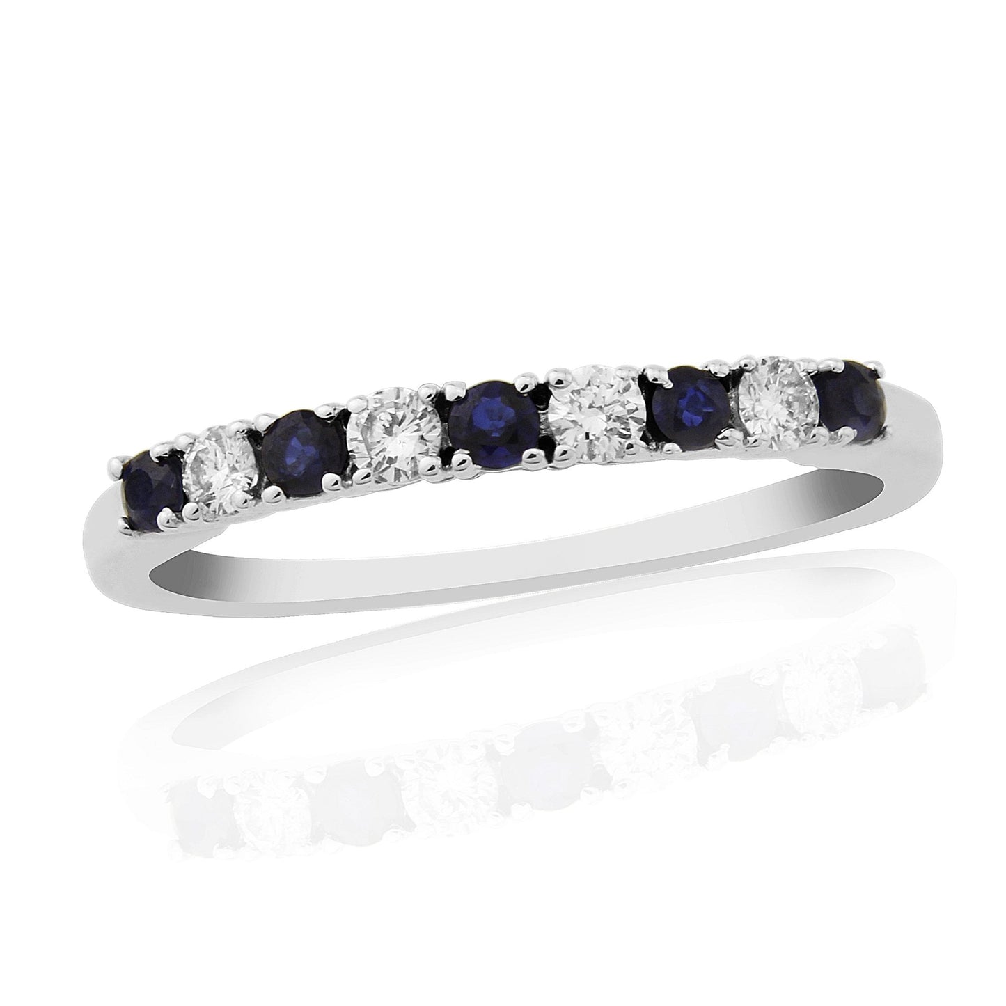 9ct White Gold Ladies Diamond and Sapphire Half Eternity Ring