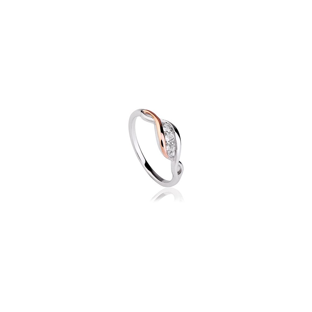 Ladies Silver and Gold Past, Present, Future Ring 3SPPFR