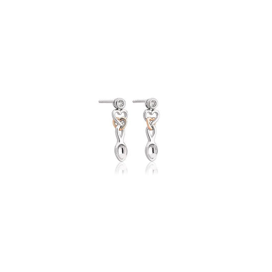 Ladies Silver & Gold Lovespoon Drop Earrings 3SLSE3