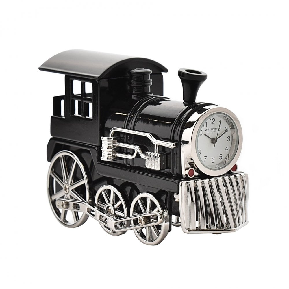Black Train Miniature Battery Mantel Clock 9880