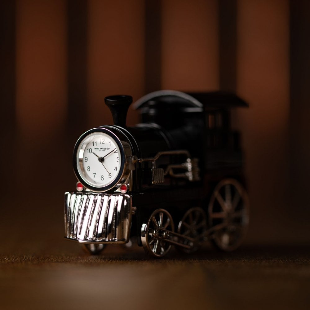 Black Train Miniature Battery Mantel Clock 9880