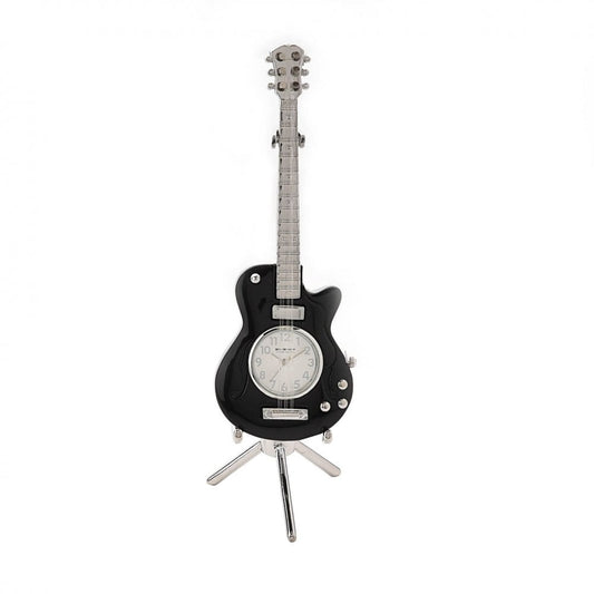 Black Guitar Miniature Quartz Battery Mantel Clock 9030