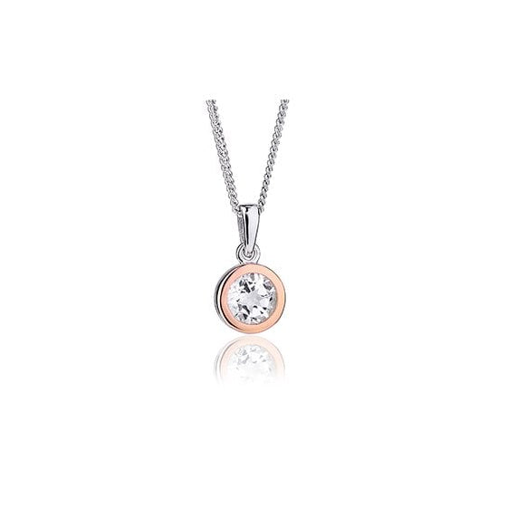 Silver and Gold White Topaz Celebration Pendant 3SMP5