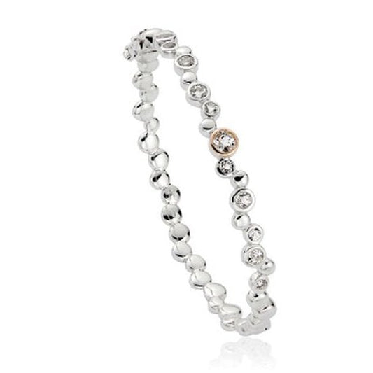 Ladies Silver and Gold Celebration White Topaz Bangle 3SMBG2