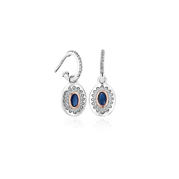 Ladies Silver and Gold Sapphire Diana Drop Earrings 3SLDD0070