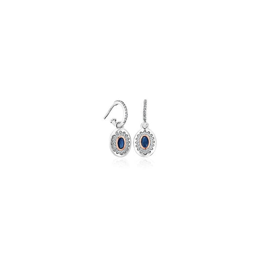 Ladies Silver and Gold Sapphire Diana Drop Earrings 3SLDD0070