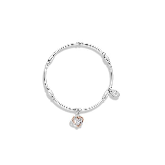 Silver and Gold Ladies Heart Affinity Bead Bracelet 3SAFF0361