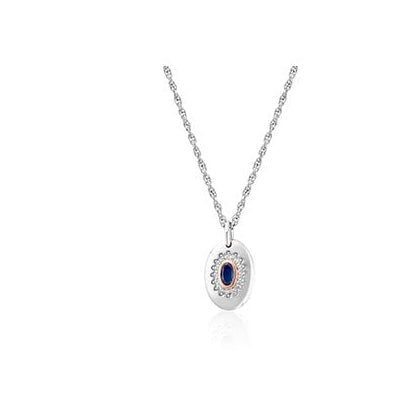 Ladies Silver and Gold Princess Diana Sapphire Pendant 3SLDD0074