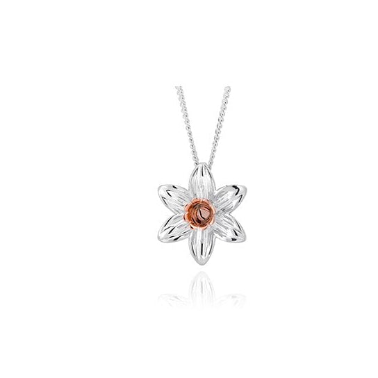 Silver and Welsh Gold Ladies Daffodil Pendant 3SDP3