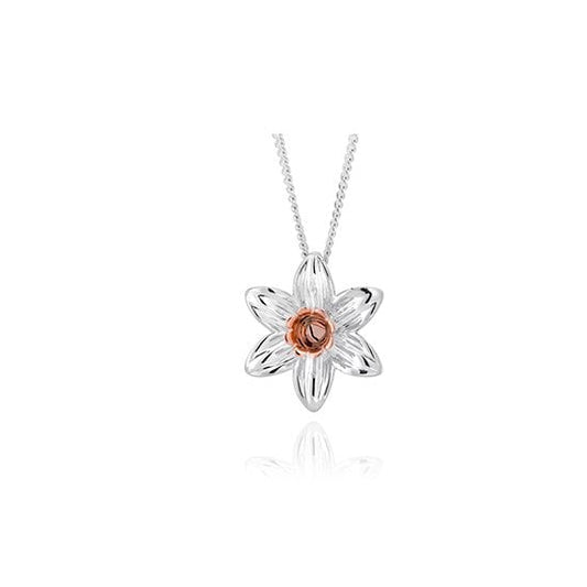 Silver and Welsh Gold Ladies Daffodil Pendant 3SDP3