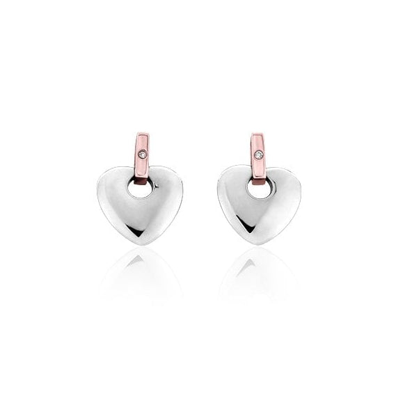 Silver and Gold Ladies Cariad Diamond Earrings 3SCE010