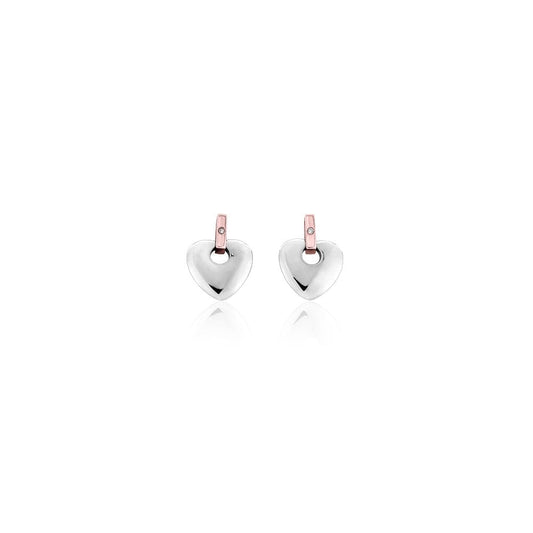 Silver and Gold Ladies Cariad Diamond Earrings 3SCE010