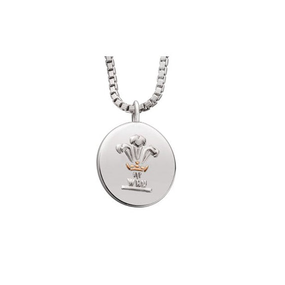 Silver & 9ct Welsh Rugby Union and Welsh Dragon Pendant 3SWRUWDP