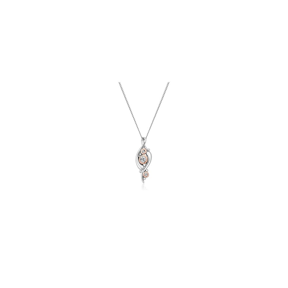 Silver and Gold Pistyll Rhaeadr White Topaz Pendant 3SSWF0345