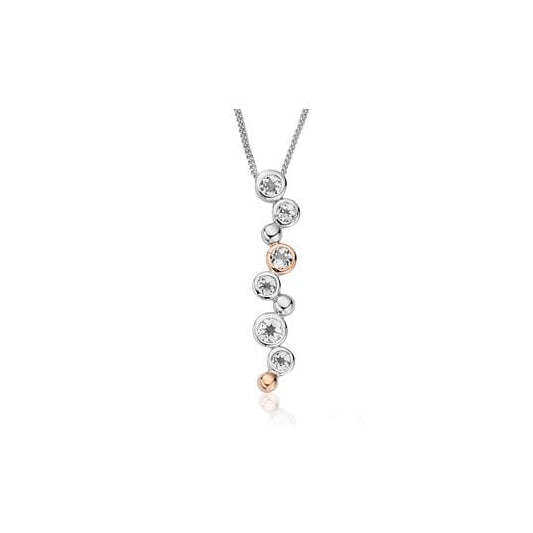 Ladies Silver and Gold White Topaz Celebration Pendant 3SMP2