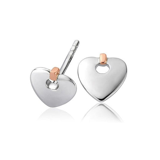 Ladies Silver and Welsh Gold Cariad Heart Stud Earrings 3SCE012