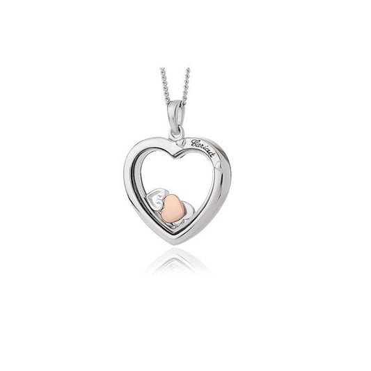 Ladies Silver and Gold Cariad Inner Charm Heart Pendant 3SICLP09
