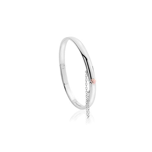 Ladies Silver and Gold Oval Cariad Bangle 3SCBG