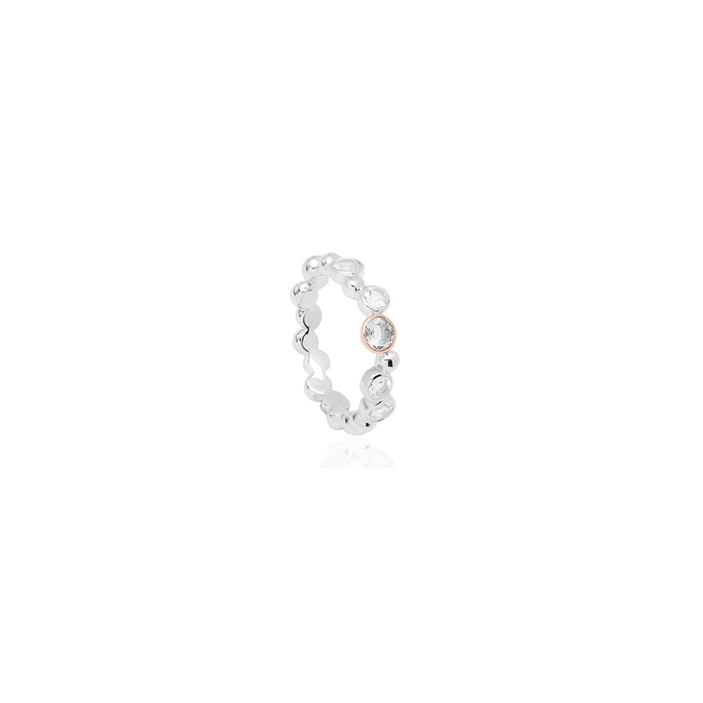 Ladies Silver and Gold White Topaz Celebration Ring 3SMR2