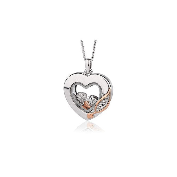 Ladies Silver and Gold Inner Charm Heart Pendant 3SICLP19