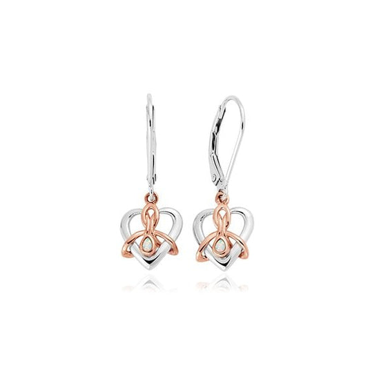 Ladies Silver and Gold Dwynwen Opal Drop Earrings 3SDWE