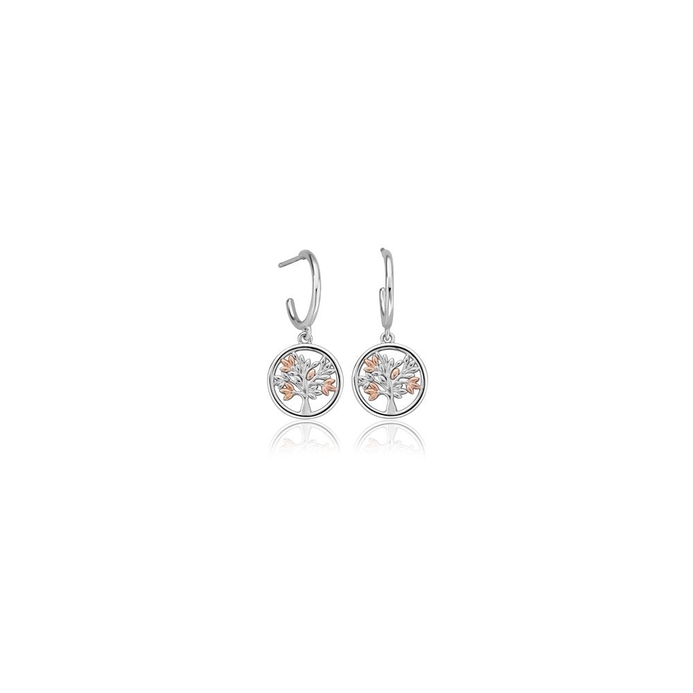 Ladies Silver & Welsh Gold Tree of Life Drop Earrings 3SNTLCDE